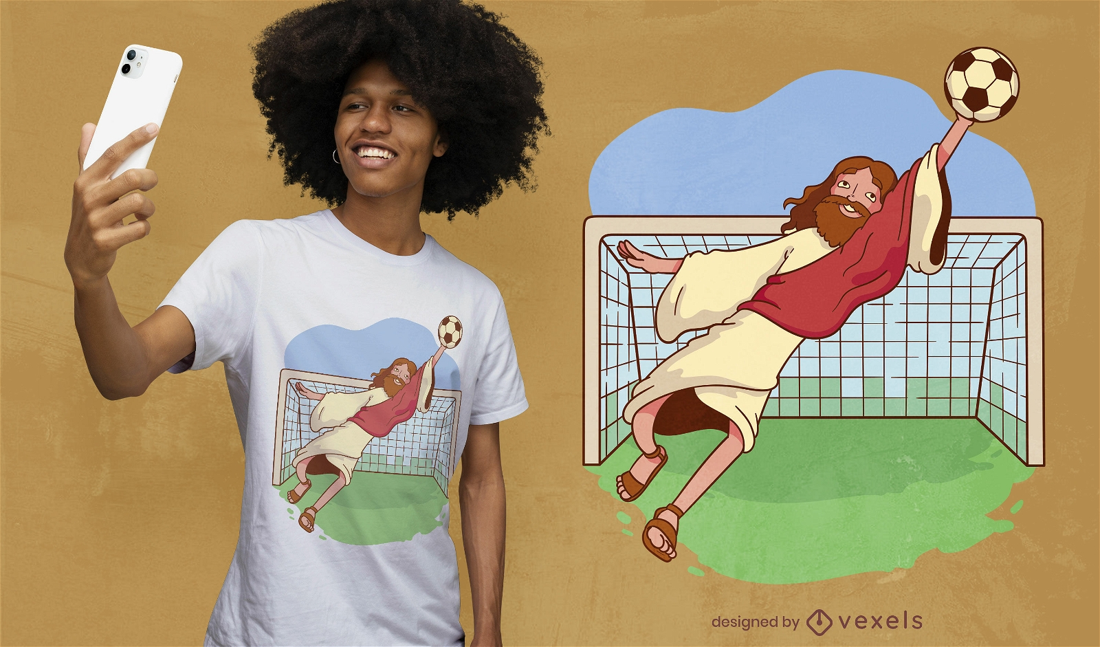 Jesus Fu?ball Torwart T-Shirt Design