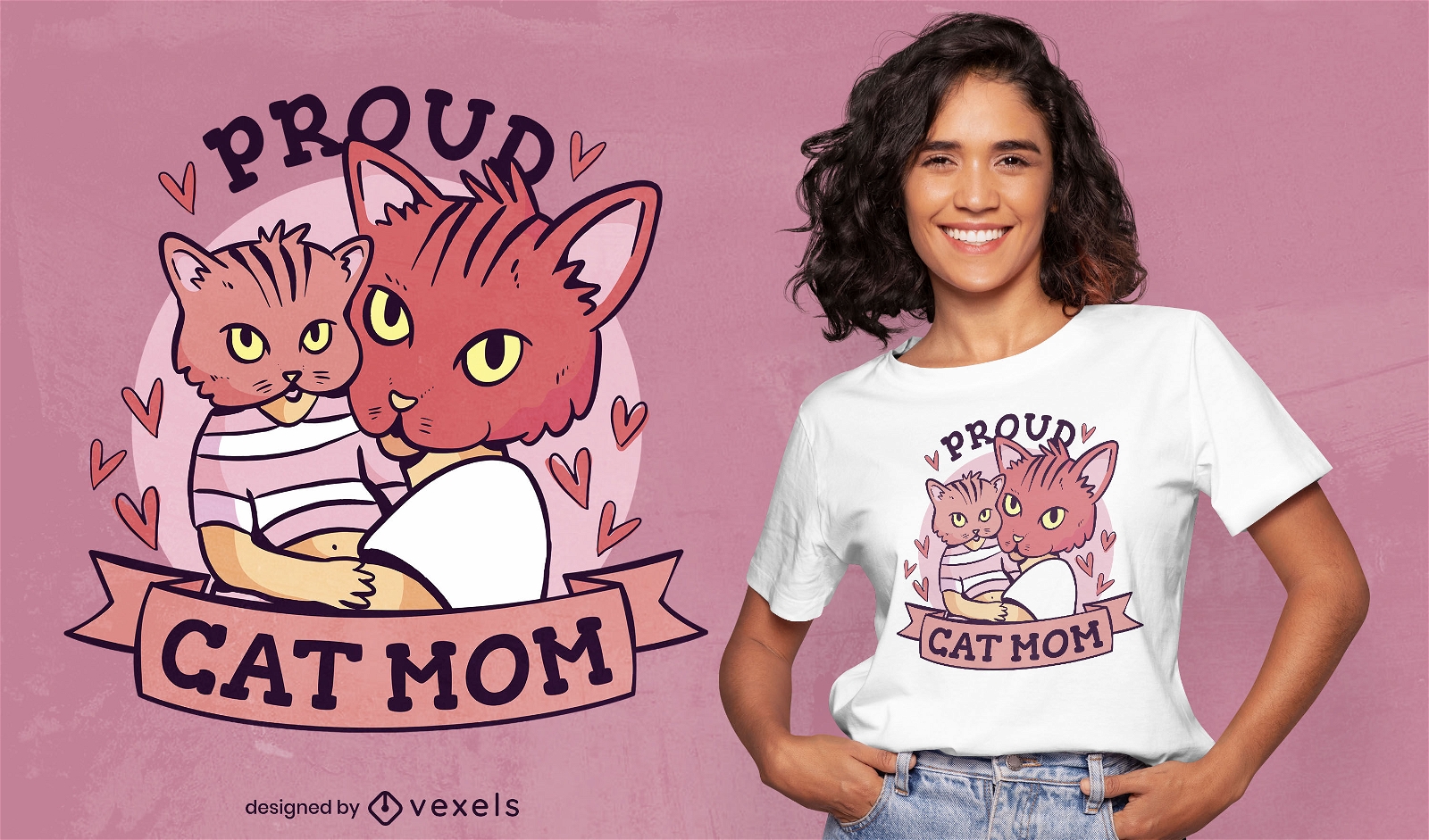 Design de t-shirt de m?e orgulhosa e amante de gatos