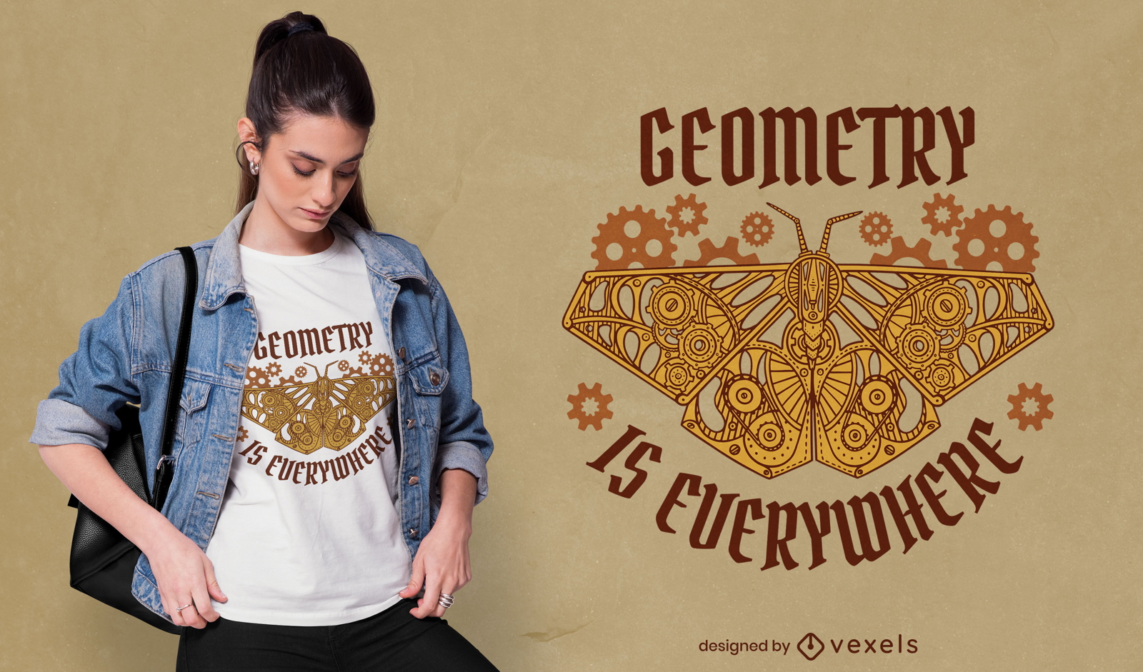 Diseño de camiseta de polilla de geometría