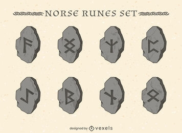 Conjunto de símbolos rúnicos nórdicos antigos vikings