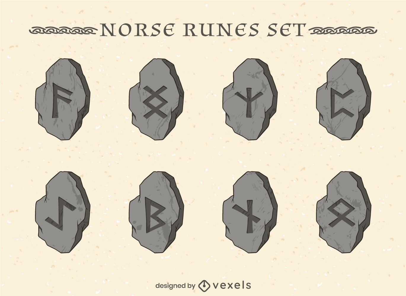 Conjunto de símbolos de runas vikingas nórdicas antiguas
