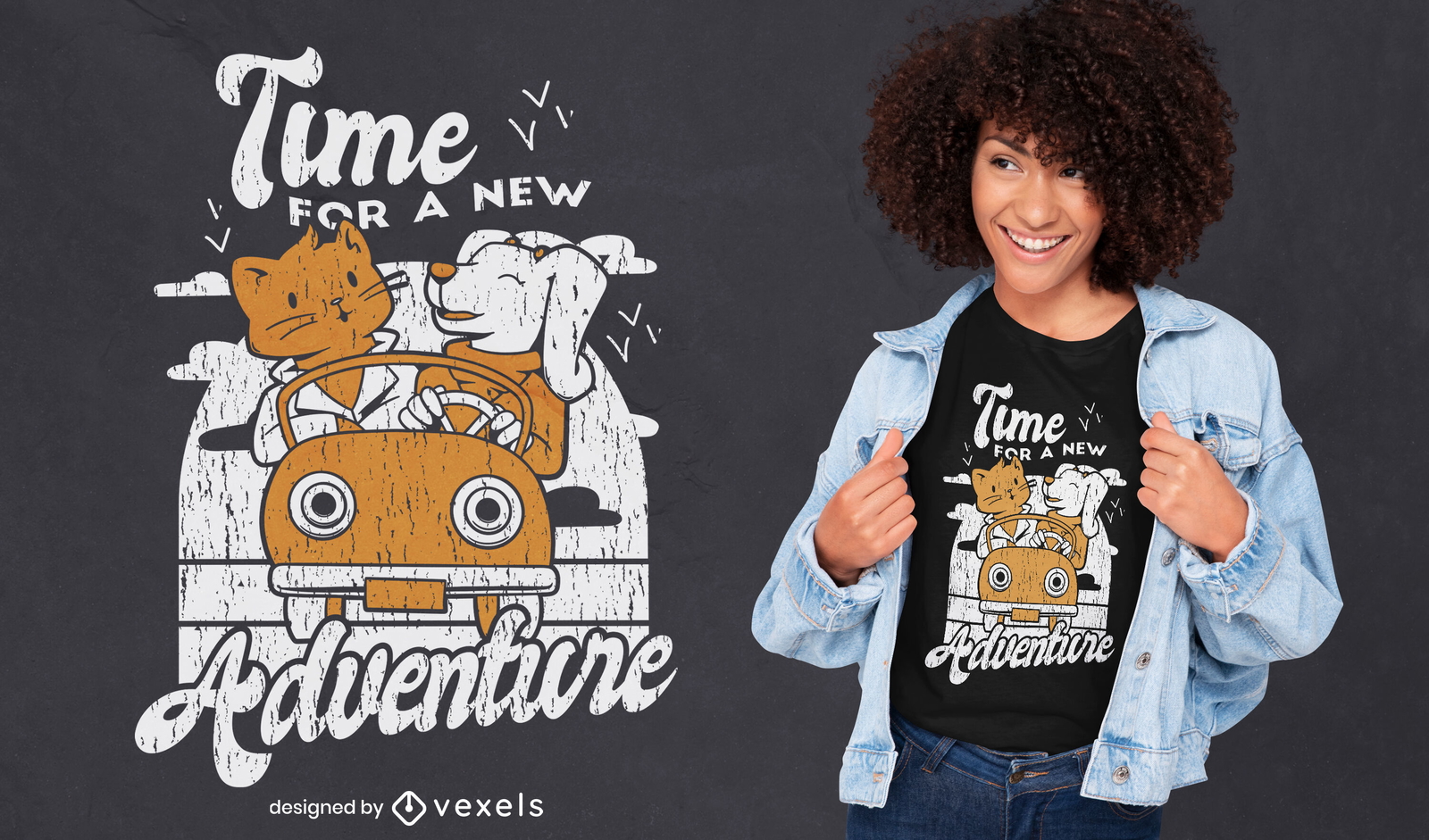 Gran diseño de camiseta de animales de aventura.