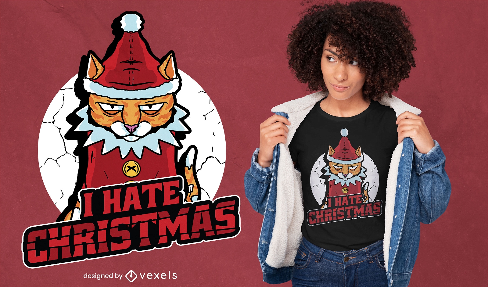 Cool anti-Christmas cat t-shirt design