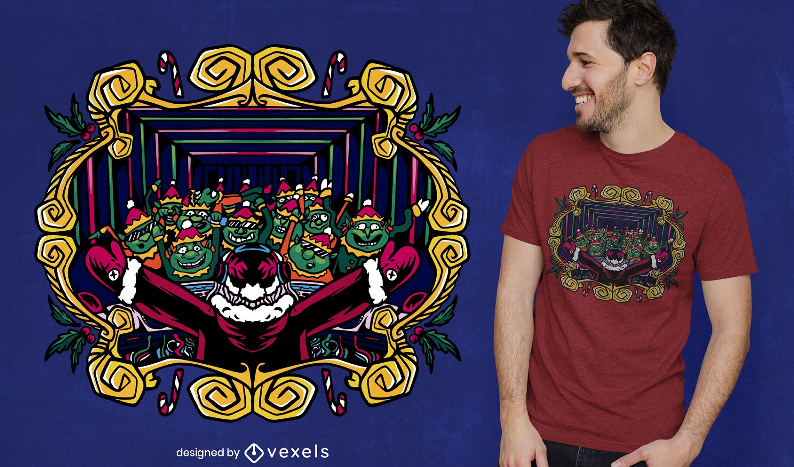 Design engra?ado da t-shirt da festa do Papai Noel no Natal