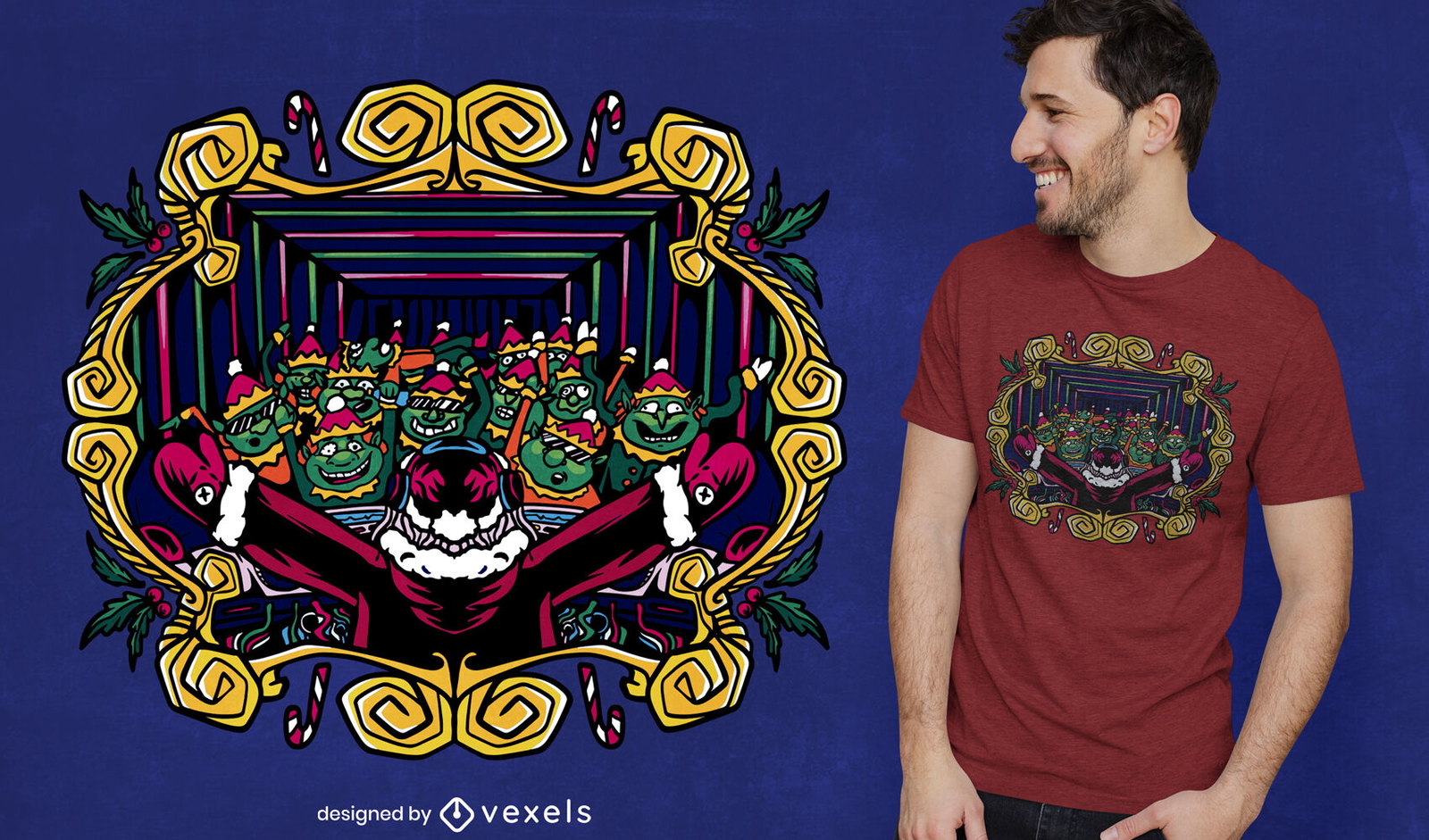 Diseño divertido de la camiseta de la fiesta de Navidad de Santa