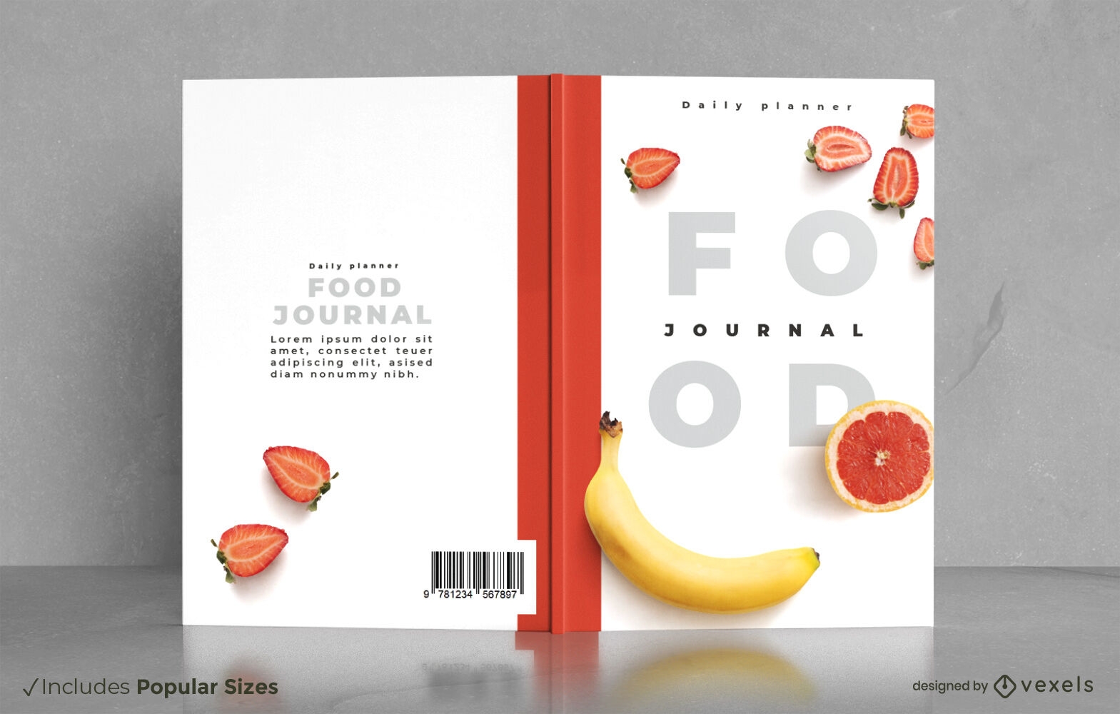 Beautiful food journal book cover design