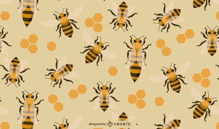 Insectos abeja volando diseño de patrón de miel
