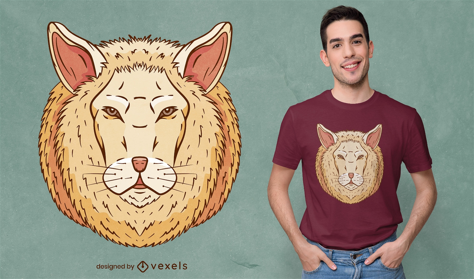 Diseño de camiseta de león de oveja híbrido fresco