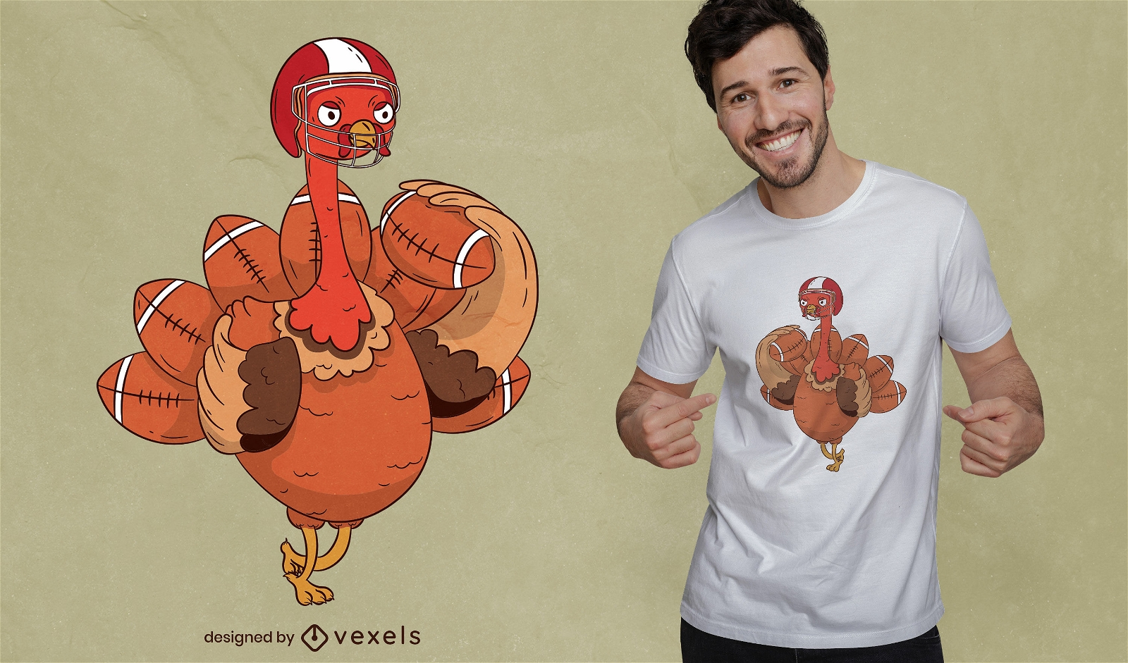 Cool American football turkey t-shirt design