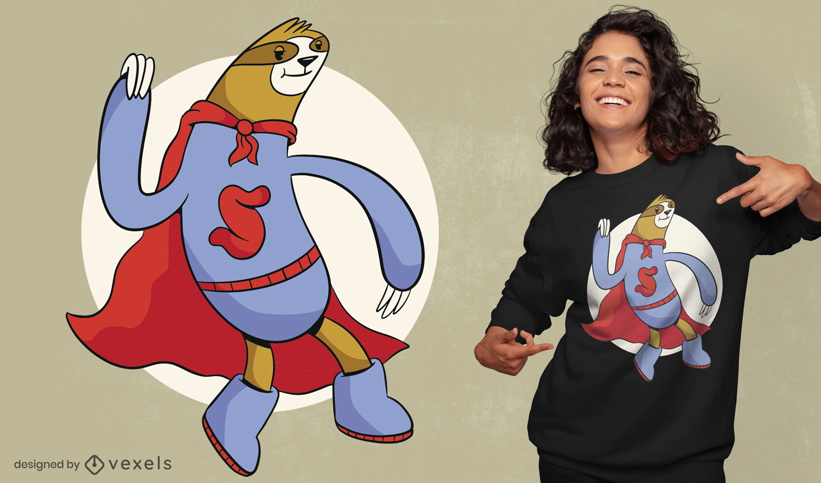 Funny super sloth hero t-shirt design