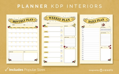 Floral weekly planner design