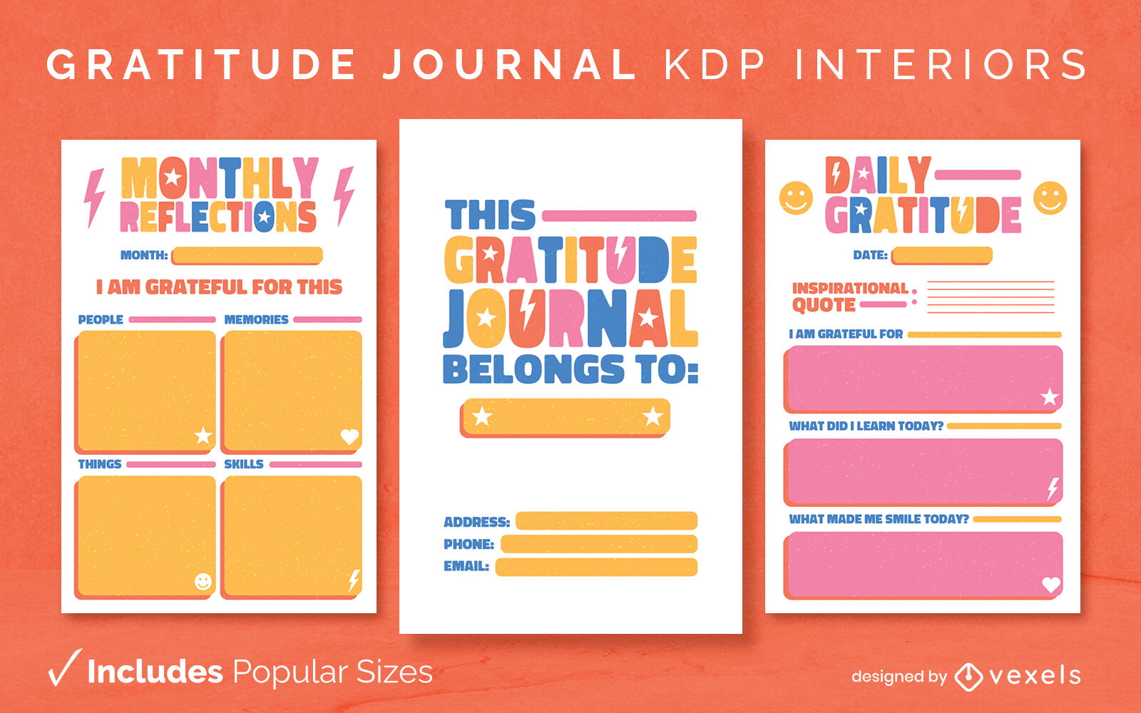 Precioso diario de gratitud diseño de interiores KDP