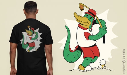 Cool golfer crocodile t-shirt design