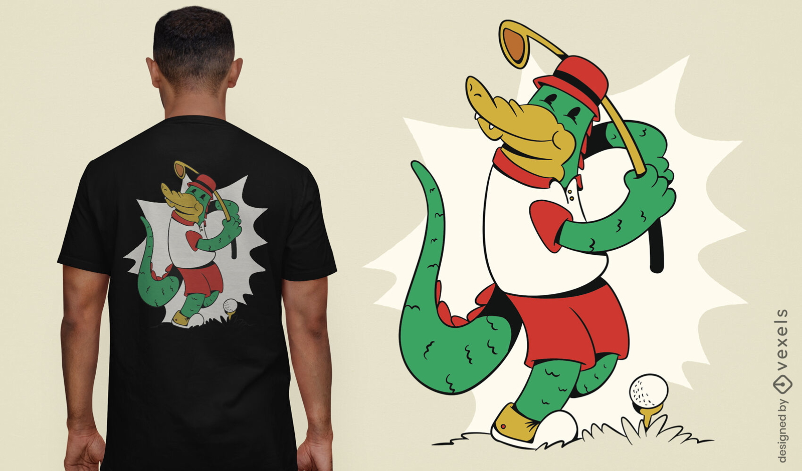 Cooles Golfer Krokodil T-Shirt Design