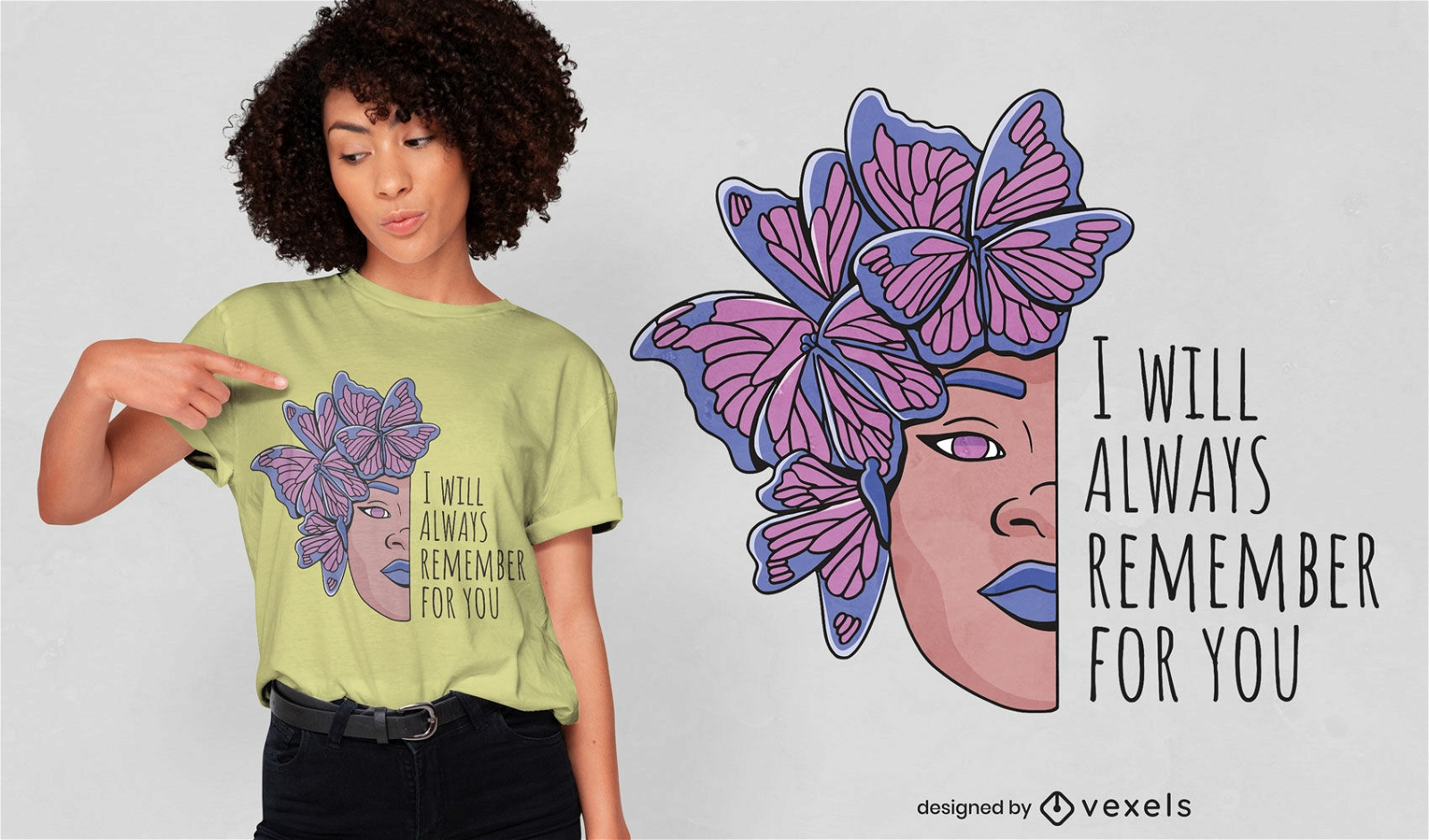 Beautiful quote face with butterflies t-shirt design