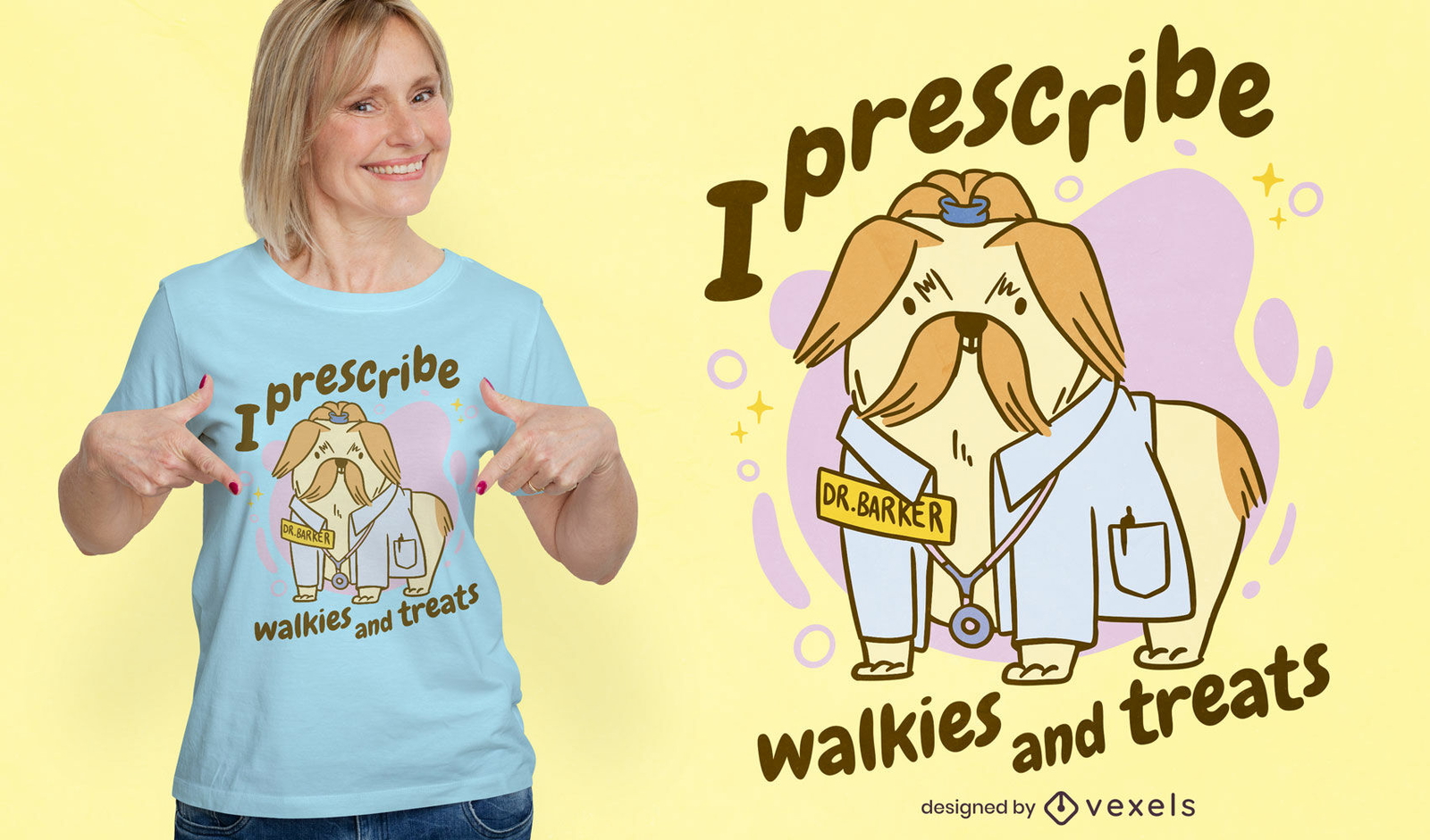 Diseño divertido de la camiseta del perro dogtor