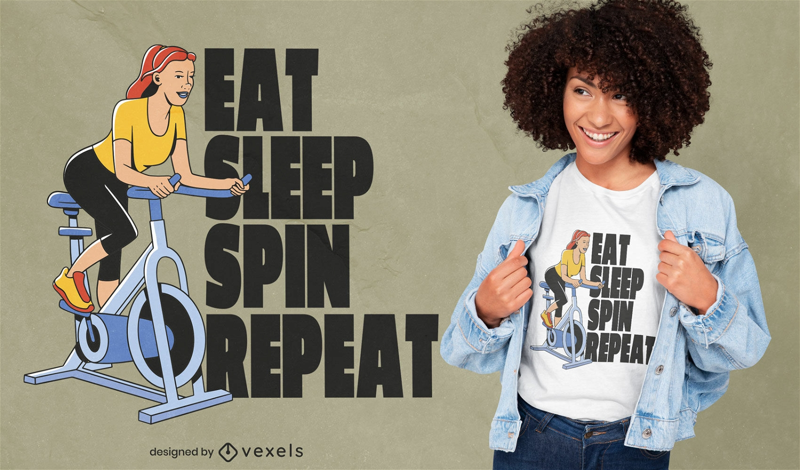 Dise?o de camiseta de ciclismo femenino spin gym.