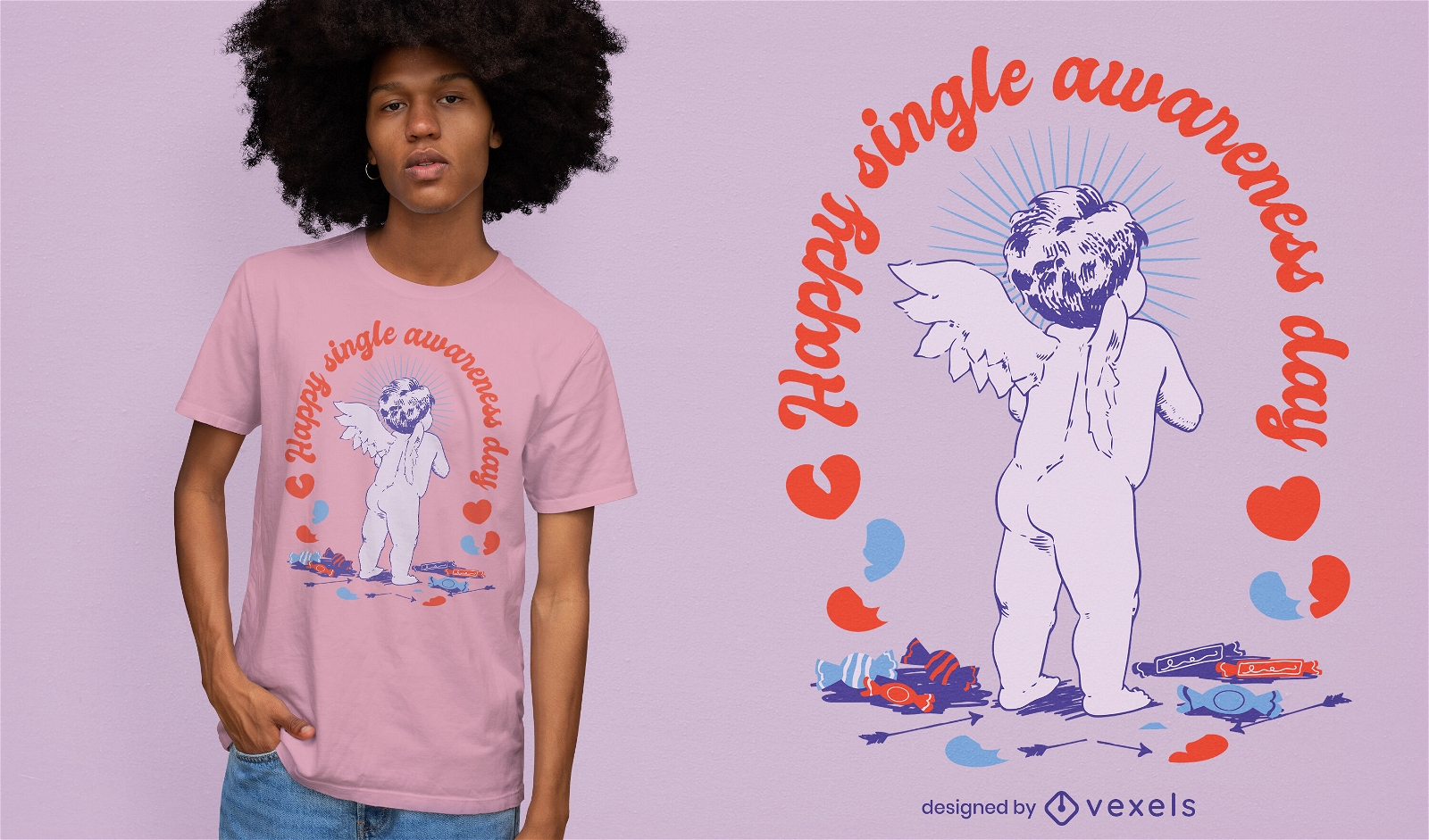 Cooles, glückliches T-Shirt-Design für den Single Awareness Day