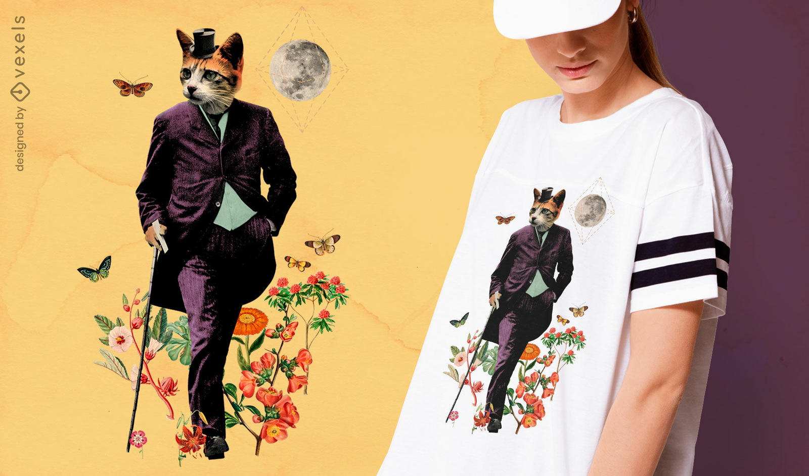 Animal extravagante de gato com t-shirt de bengala psd