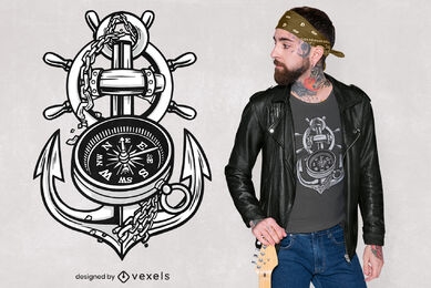 Cool anchor and compass t-shirt design