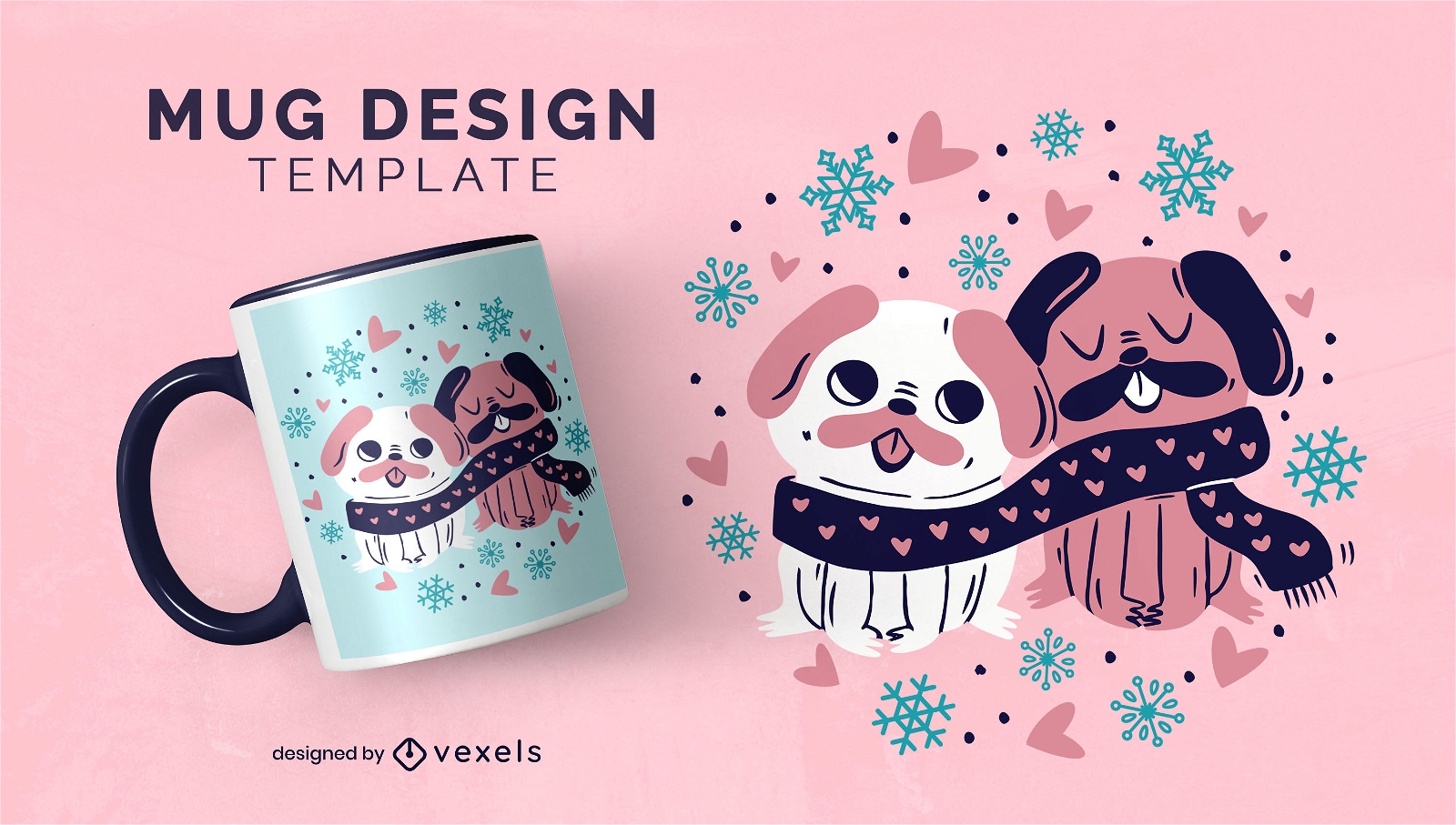 Valentines day pug dog animals mug design