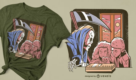 Grim Reaper and children horror t-shirt design