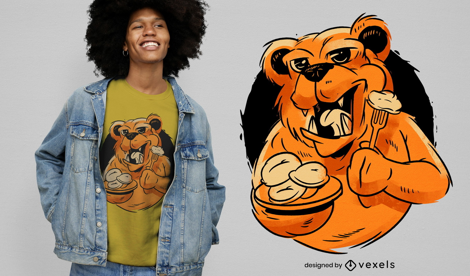 Diseño de camiseta de oso comiendo