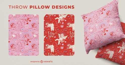 Diseño de almohada de tiro de cupido de vacaciones del día de san valentín