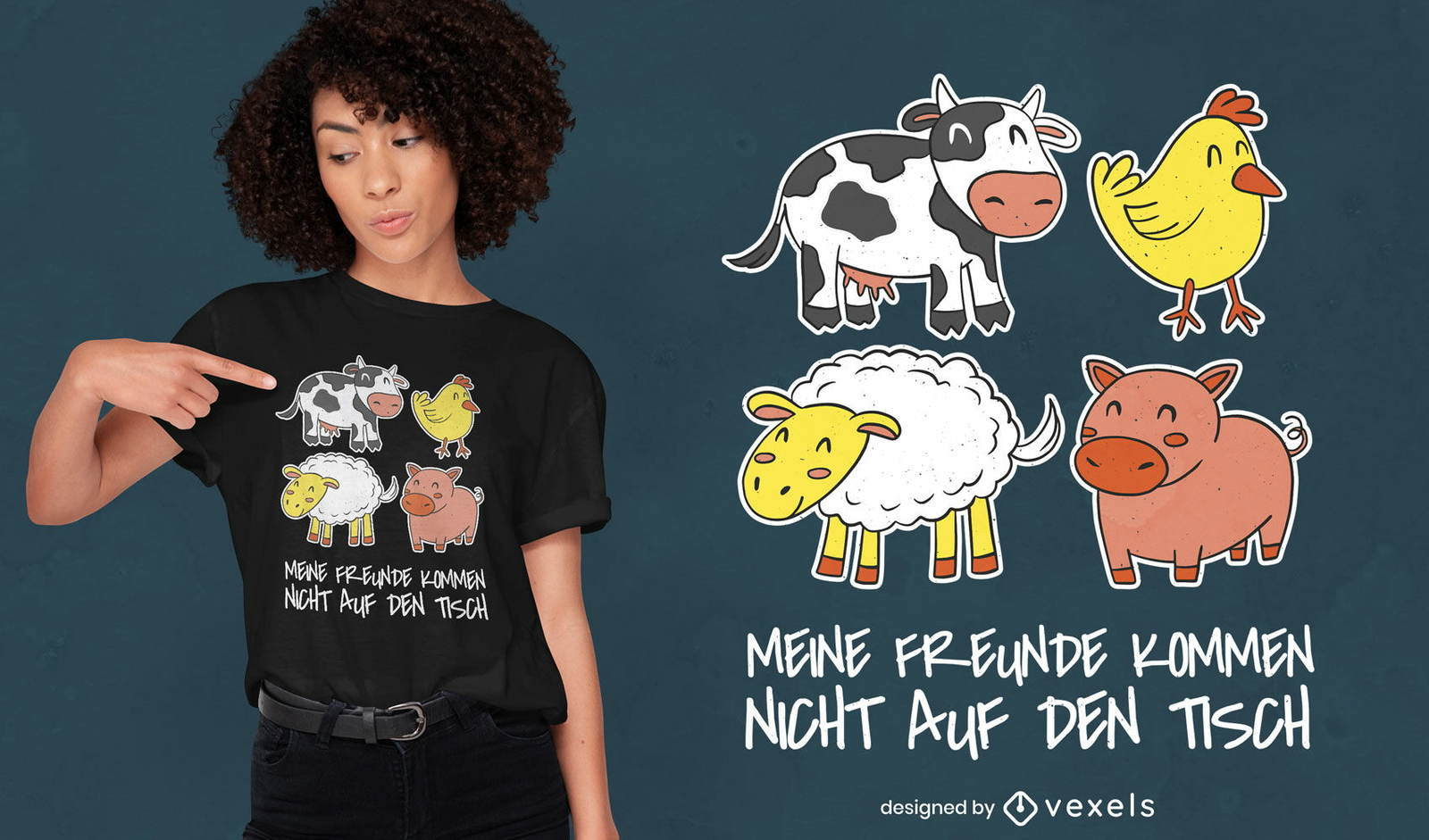 Design de t-shirt com citações alemãs veganas fantásticas