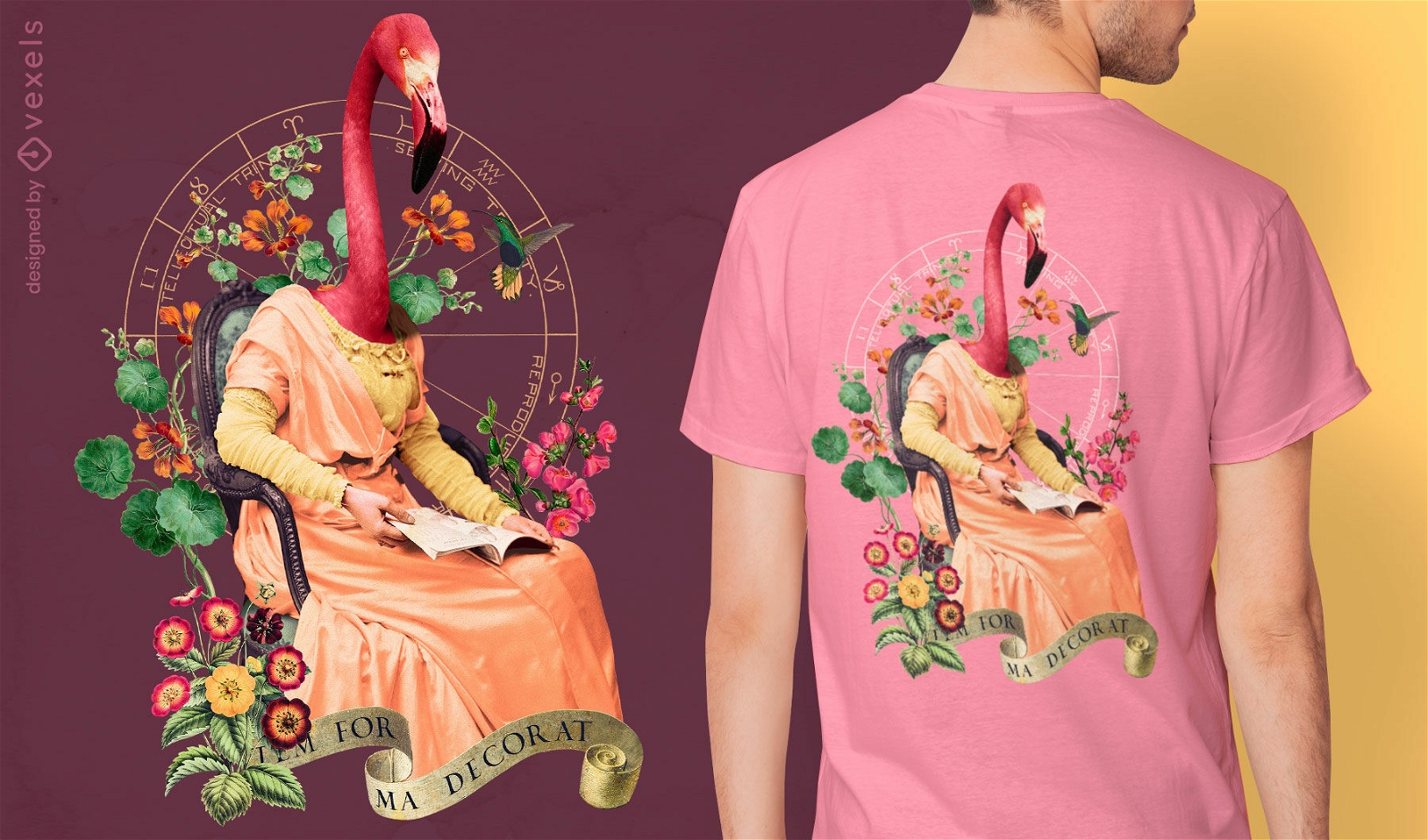 Flamingo ausgefallenes Tier T-Shirt PSD