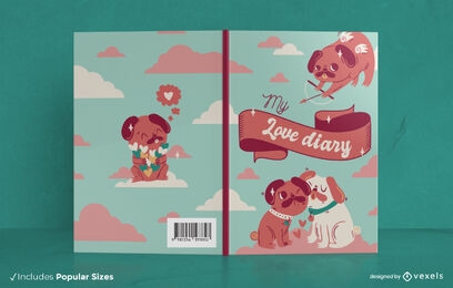 Diseño de portada de libro de diario de perros encantadores