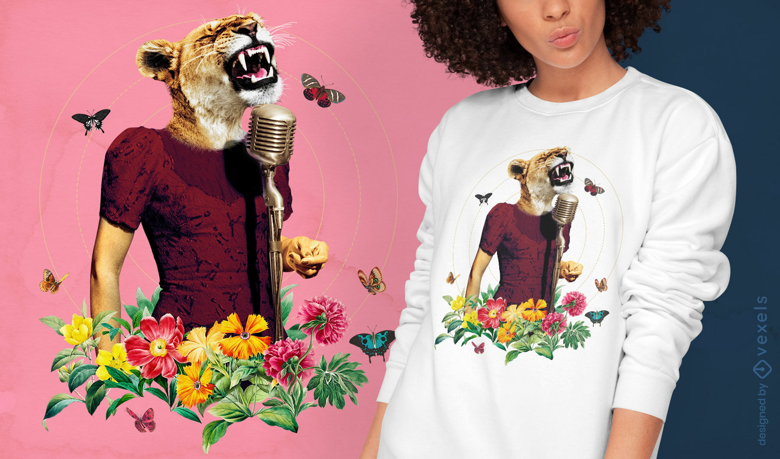 Camiseta de cantante de animales de fantas?a de le?n psd