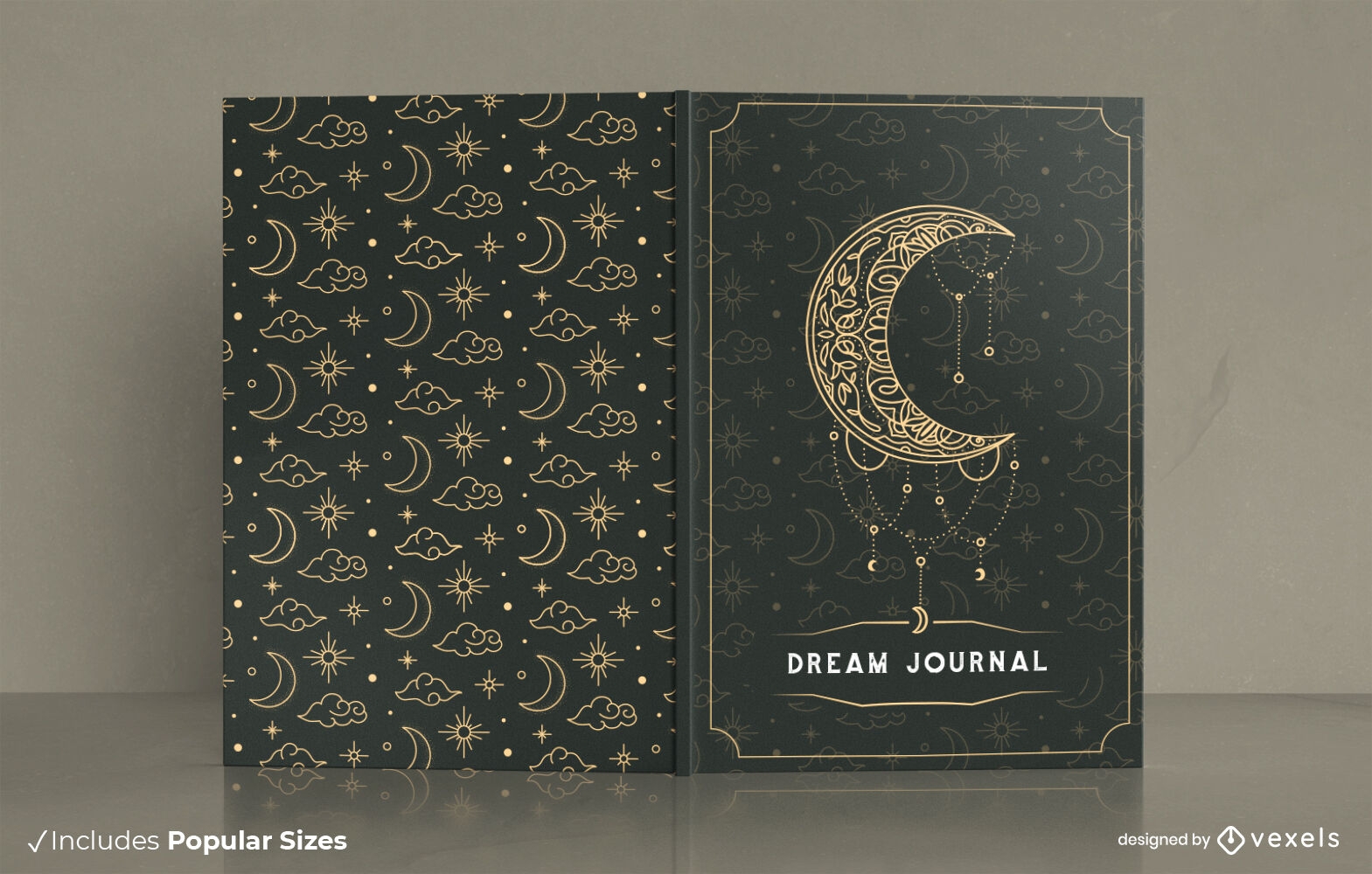 Design de capa de livro de diário de sonho esotérico