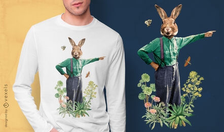 Animal de coelho extravagante na t-shirt da natureza psd