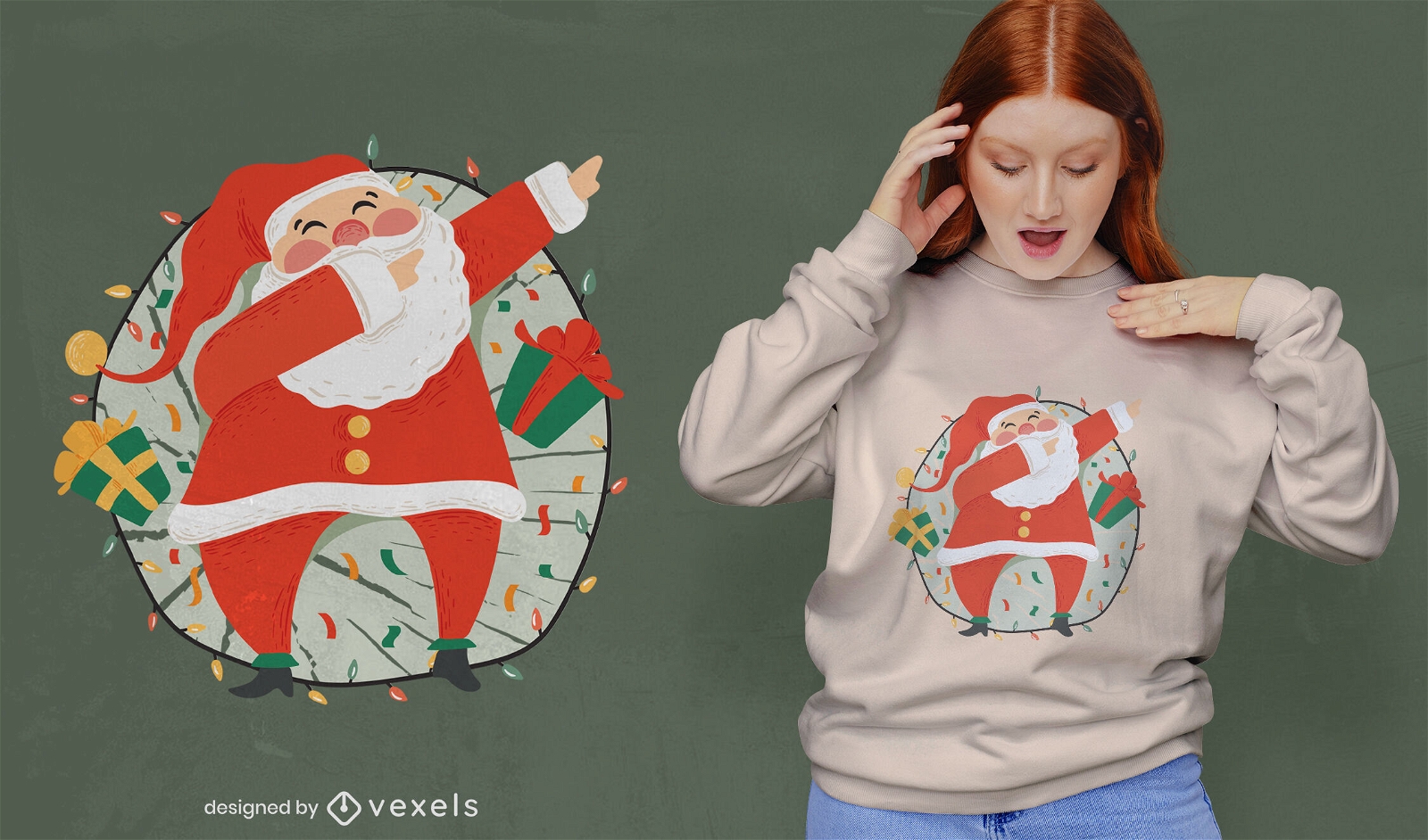 Dabbing Santa Christmas t-shirt design