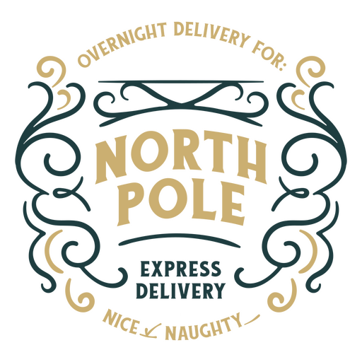 Christmas North Pole overnight delivery badge PNG Design
