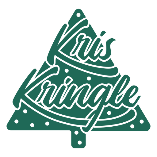 Kris kringle lettering quote green tree PNG Design