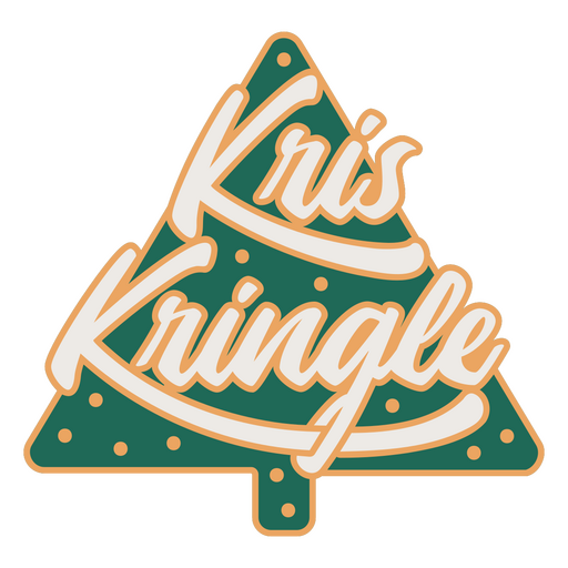 Kris kringle lettering quote colorful tree PNG Design