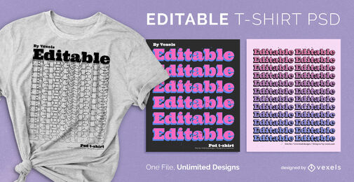 Camiseta retro multi textos escalable psd