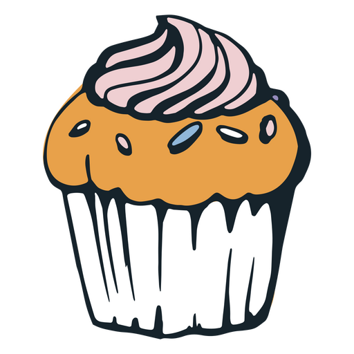 Bonito muffin desenhado ? m?o Desenho PNG