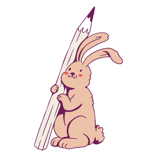 Bunny hand drawn pencil color PNG Design