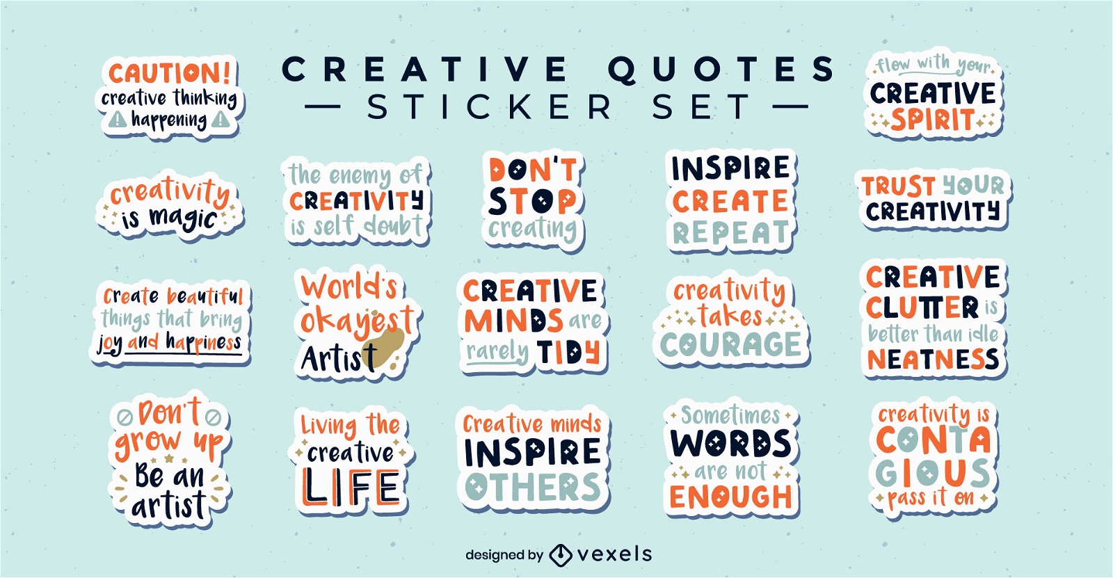 Creative quotes stickers set