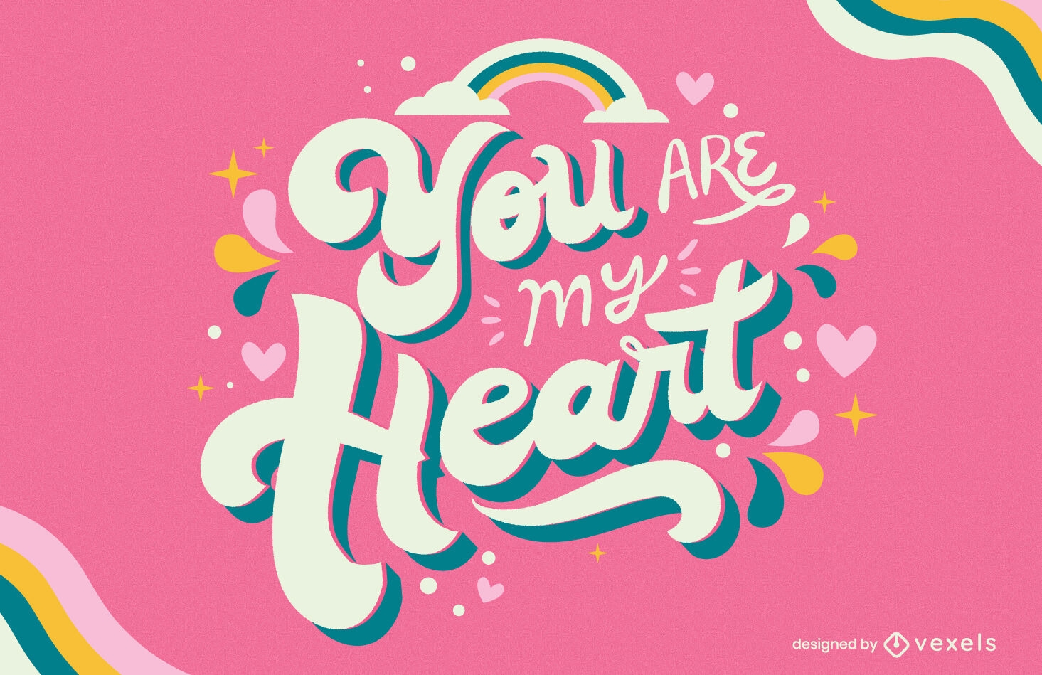 Romantic heart quote lettering illustration