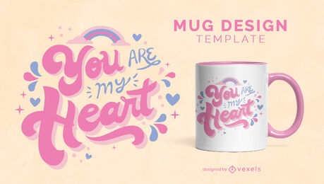 Diseño de taza de letras de día de San Valentín de cita de amor