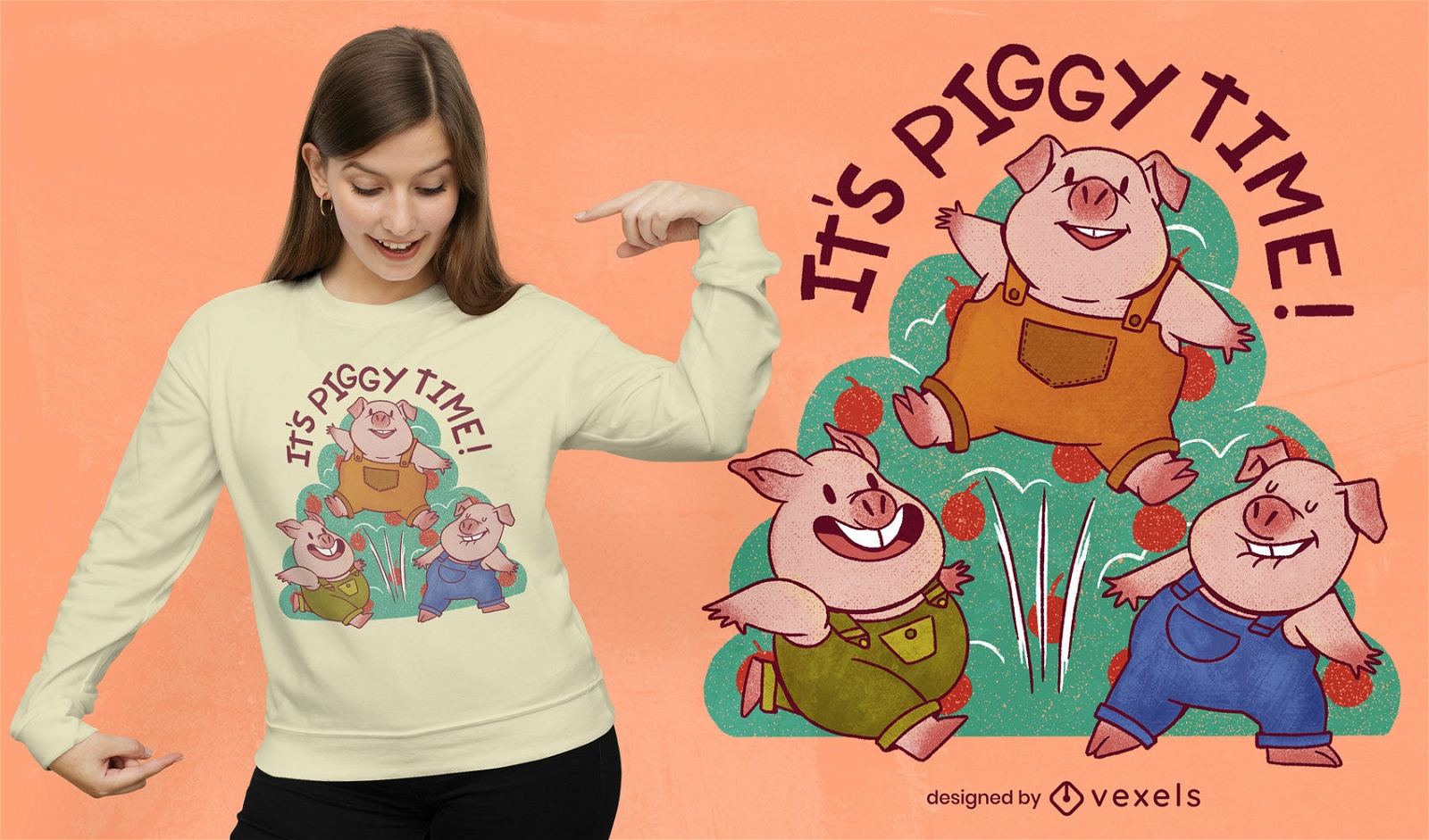 Glückliche Schweine Nutztiere T-Shirt PSD