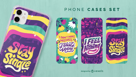 Anti valentines day quotes phone case set