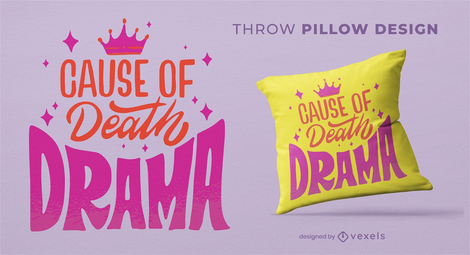 Design de travesseiro decorativo de citações da rainha do drama