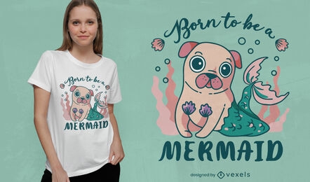 Diseño lindo de la camiseta del perro del barro amasado de la sirena