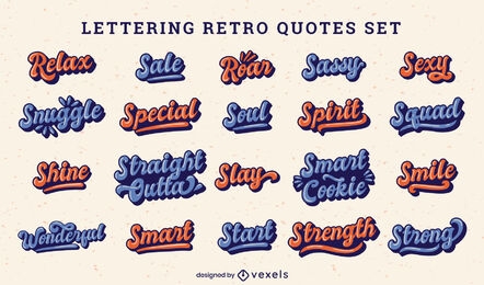 Retro lettering quotes set