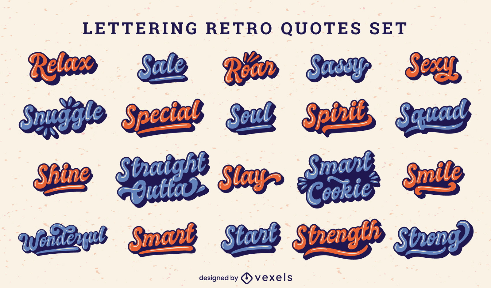 Retro lettering quotes set